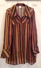 Chemise longue rayée marron rose T50 M&S Mode (2209068)