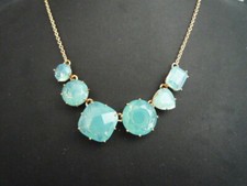 SUPERBE COLLIER DORE "LES NEREIDES" GROS CRISTAUX TAILLES TURQUOISE/NEUF
