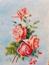 Tableau Art Déco.  Bouquet de Fleurs. Peinture huile sur papier? A Restaurer.