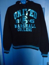 MAGNIFIQUE SWEAT SHIRT US MARSHALL / TAILLE S / NOIR / BLEU METAL/ PAS DE PAYPAL