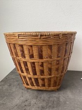 ancien cache pot corbeille papier deco rotin osier vintage
