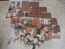 playmobil  lot de pièces fort randall western + chevaux en l'état