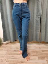 Jean bleu taille haute motif broderie floral strass t26/30 lafei nier vintage 