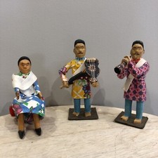 Lot De 3 Statuettes Figurines Mexicaines En Bois