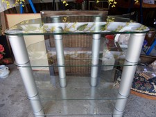 table en verre d'angle modulable pieds alu 4 étagéres 60x60x40 TB Etat tv ,autre