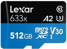  Lexar Professional - Carte mémoi micro SD flash 512GB UHS 3 Class 10 633x SDXC