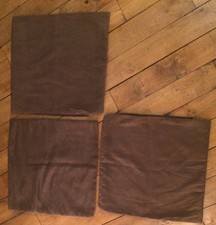 Housses de coussins 3 pces velours marron chocolat 44 x 44 cm TBE