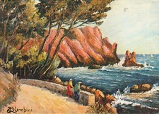 Carte postale 10cmX15cm ALPES-MARITIMES l'ESTEREL rochers peinture Colombini ti.