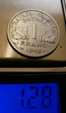 RARE 1 FRANC 1942 POIDS LEGER ( 1,28 g)