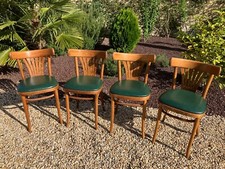 Meuble Métier 4 Chaise Bistrot Fischel Chêne massif Bois courbé Skaï Bronze 1970