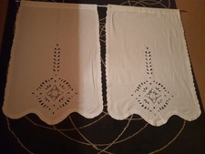 Paire rideaux brodes coton blanc 