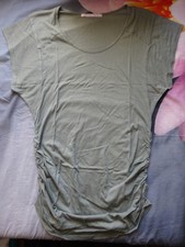 Tee-shirt long courtes manches kaki vêtement grossesse VERONIQUE DELACHAUX T. 3