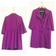 Magenta wool button down long coat