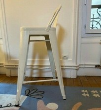 Tabouret H Petit Dossier TOLIX HPD65 en acier blanc design industriel