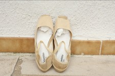 Ballerines Repetto En Toile Et Daim Beige 40 (39)