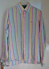 NEUF Chemise lin tissé multi rayures S TOMMY HILFIGER Premium Linen Shirt NEW