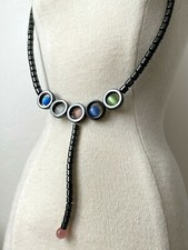Beau COLLIER HEMATITE Gris & Perle pastel BLEU ROSE VERT BLANC NEUF