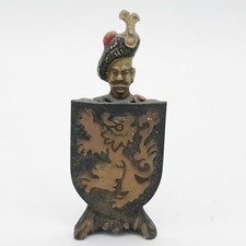 ANTIQUE SCOTTISH SOLDIER CAST IRON METAL OLD RD NUMBER BACK SHIELD BOTTLE OPENER