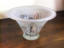 Vasque Coupe 1920 verre artisanal décor Végétal dégagé au Sable parfait état