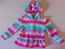 Toddler Girl's Fleece Like Multi-Striped Hooded Jacket size 18 - 24 month