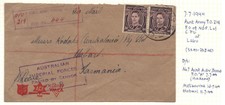 Australie 1944 Apo 219 Armée Postal Service Cave Madang To Hobart, Tasmanie