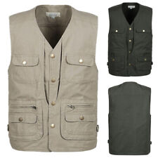 Hommes 100% Coton Utilitaire Gilet Multi Poche Travail Veste sans Manche