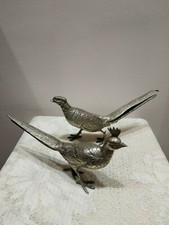 Couple de faisans bronze chromé