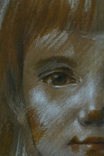 Beau tableau ancien portrait d'enfant jeune fille signé M. Bertin 