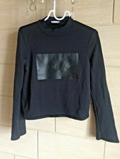 Pull sweat Zara col montant  Empiècement simili cuir inscription Karma Maje 