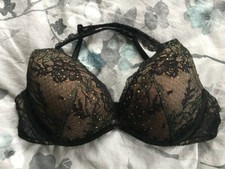 NWOT Victoria's Secret Sexy Convertible Embellished Black Lace Bra Holiday 34C