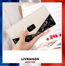 Portefeuille Femme Sac à Main Porte Monnaie Floral Noir