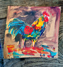 tableau sur papier peinture au couteau