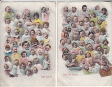 LOT de 2 CPA FANTAISIE Jean qui rit - Jean qui pleure - Portraits de Bébés