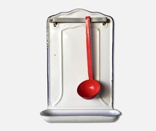 Set de porte-louche et louche en émail année 1950 vintage pour idée cadeau