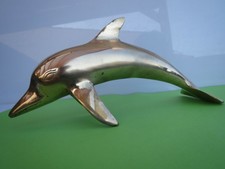 SUPERBE DAUPHIN EN BRONZE OU LAITON MASSIF lg  24 cm OBJET DECO OU VITRINE