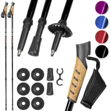 Paire bâtons de marche nordique télescopiques trekking randonnée réglable noir