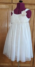 Girls H&M Off-white and Glitter Party Bridesmaid Communion Dress Size 7-8 years