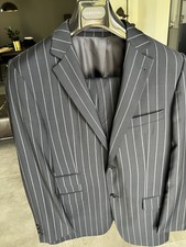 costume Cacharel Bleu Marine a rayures Veste taille 52 Pantalon 48