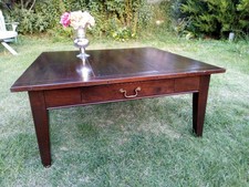 TABLE BASSE en BOIS MERISIER MASSIF 100x100Cm AVEC grand tiroir lire description