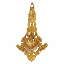 Laiton Tenture Murale Diya Huile Lampe Doré - 8.9cm X 10.2cm X 19.1cm