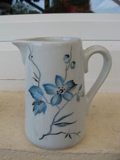 POT à LAIT PORCELAINE LOURIOUX FLEURS BLEU TURQUOISE 11 cm