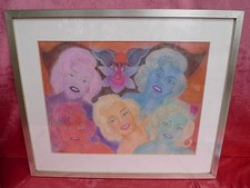 Sublime, Vieux Tableau __ Marylin Monroe__ Signé : P.Wykrota __ Orig. Aquarelle