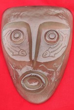 Rare masque africain verre objet curiosité Art Déco années 1940 sculpture visage