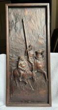 rare sculpture panneau monoxyle statue bois sancho panza don quichotte espagne