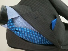 Corneliani Made in Italy super 110's side vented slim cut pin stripe suit 42 L