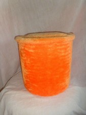 Vintage Ancien 70'S POUF COFFRE de Rangement MOUMOUTE ORANGE 30 x 33 cm Poils