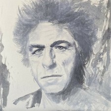 ENARA Art toile tableau peinture encre sur carton blanc chanteur Thiefaine