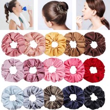 1PC Satin Soyeux Solide Cheveux Chouchous Élastique Bandes Queue Cravate Cordon.