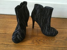 G Urban - Bottines grises et dentelles noires avec petit nœud - taille 38 – très