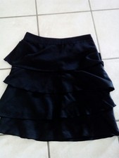 C21  camaieu  superbe jupe fluide T 40 noir  volants EXCEL ETat